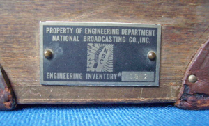 Custom Deagan NBC three-note chime NBC Engineering Dept property tag